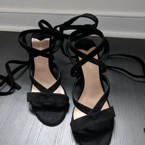 Tony Bianco Black Suede Kappa Wrap Sandals 8